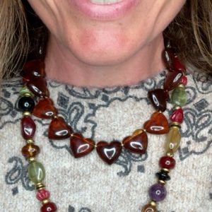 Collier coeur perles