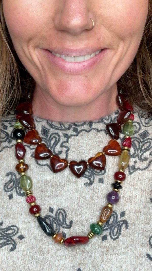 Collier coeur perles
