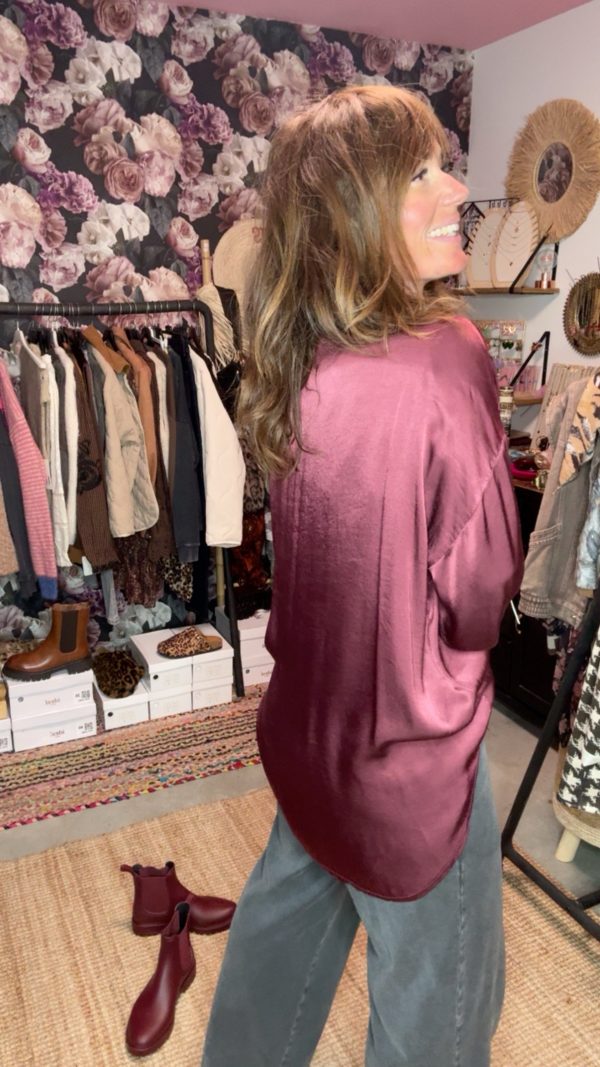 Chemise Satin Bordeaux