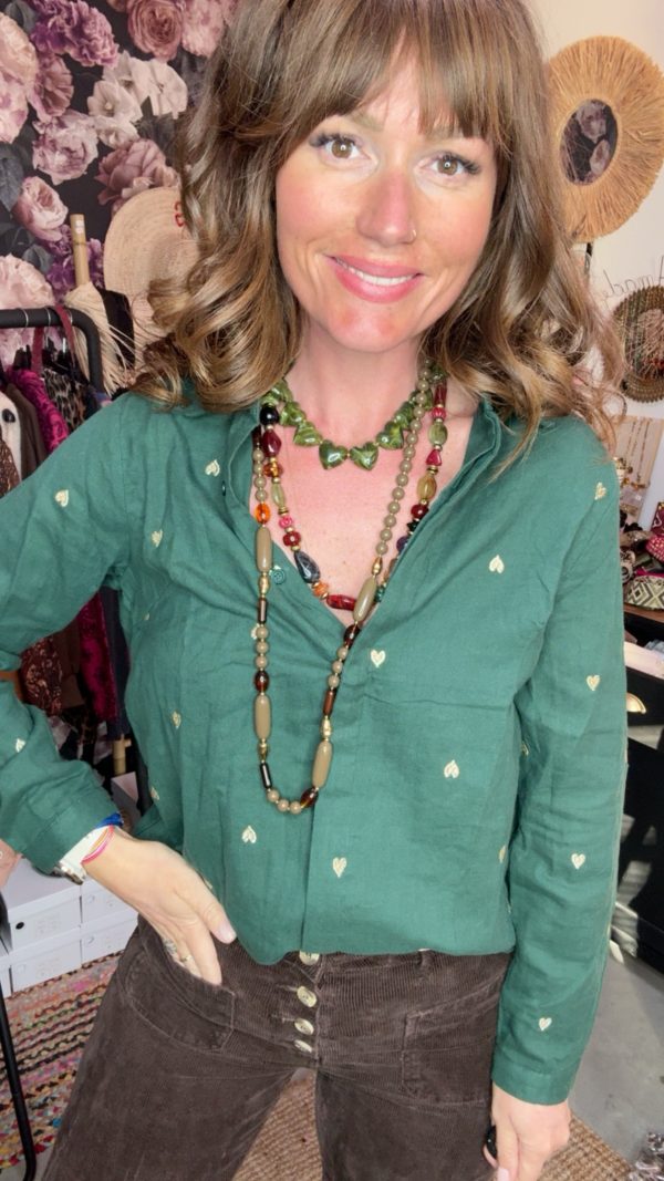 Chemise coeuur vert